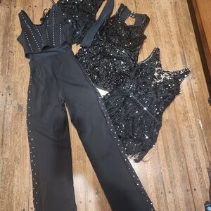Weissman Black Sequin Kids Dance Costumes